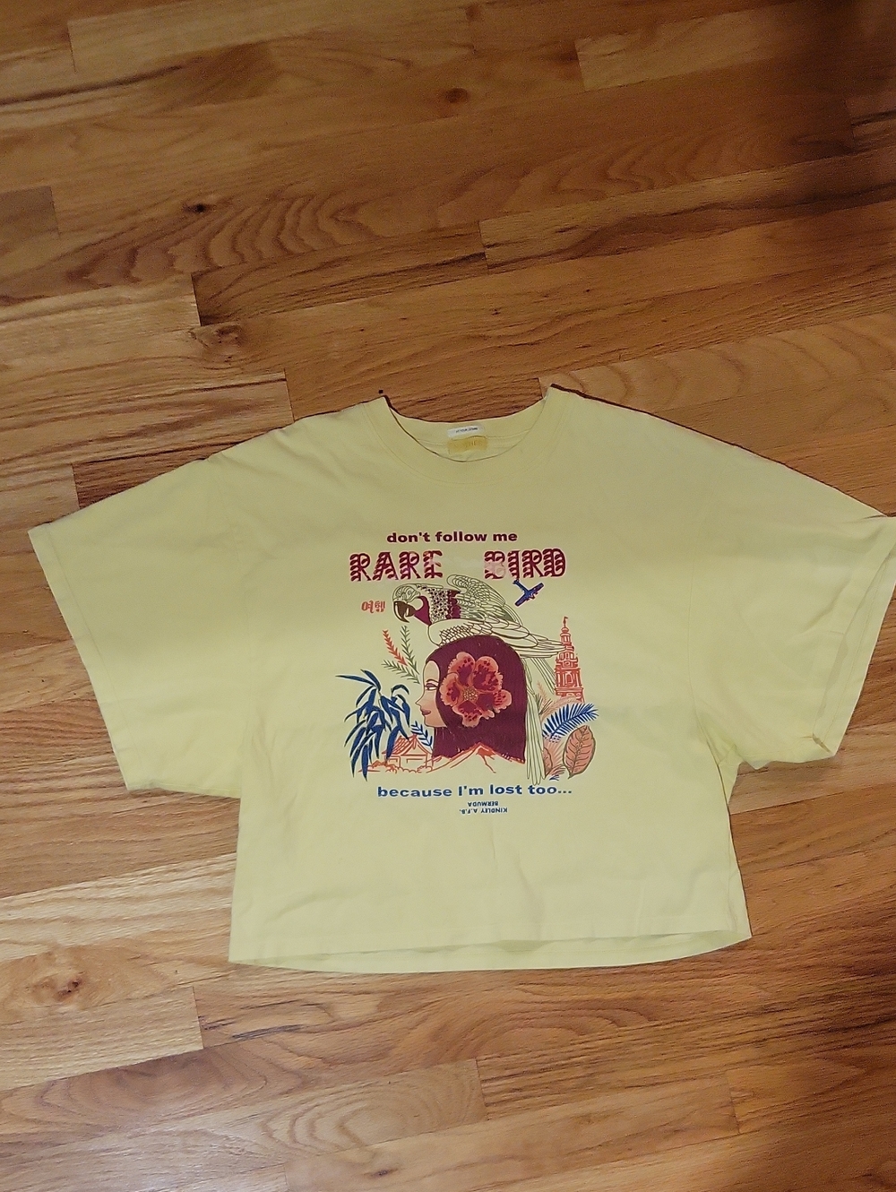 🐤 🌈 Rare Bird MOTHER Yellow Cropped Tee, Size Large